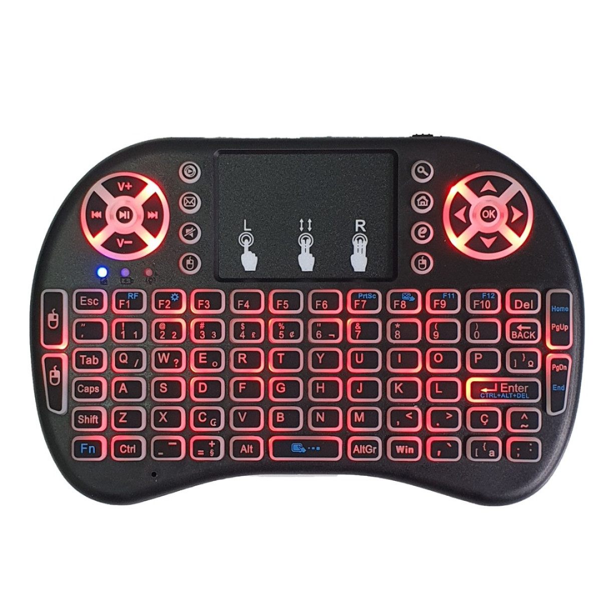 Teclado Controle Airmouse 2,4 Sem Fio com Led